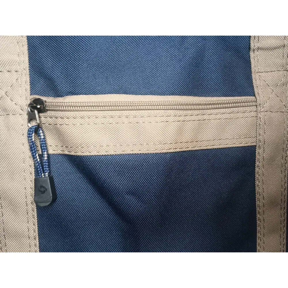 Samsonite Canvas Yacht Travel Tote Bag Weekender Foldable Beige Navy Large 24
